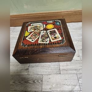 1970's Granby Poker Chip Wood Box Cards Design